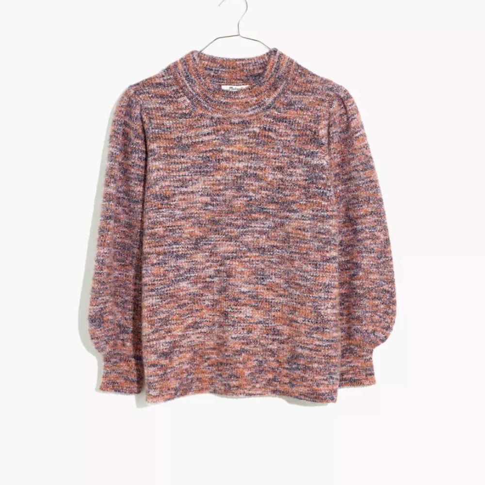 MADEWELL - Space-Dyed Eaton Puff-Sleeve Pullover Sweater Sz M